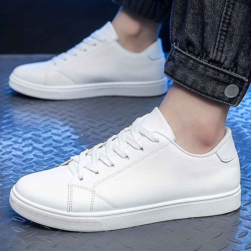Men's Lace-up Sneakers, PU Leather Skate Shoes With Good Grip, Breathable And Easy To Clean